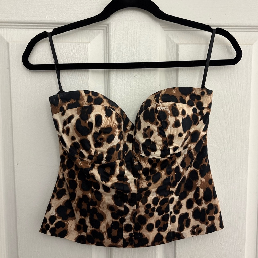 bebe Leopard Print Zip-up Tunic Top